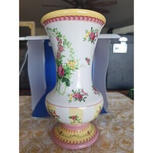 Laura Ashley FTD Ceramic Floral Vase 9" tall x 4.75w" Excellent Condition